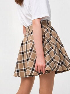 Школьная юбка для девочки SMIL Клетка бежевая 120254 - фотография