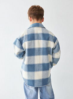 Утепленная рубашка детская Клетка голубая 1506-1 - купить