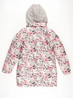 Куртка удлиненная для девочки ОДЯГАЙКО Цветы розовая 22079 - фото