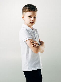 Футболка-поло с коротким рукавом для мальчика SMIL белая 114590 - фото