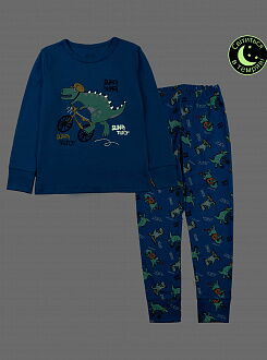 Пижама для мальчика Фламинго Динозавр синяя 256-222 - фото