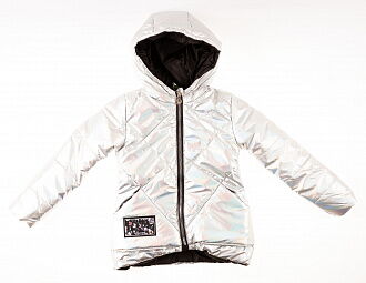Куртка для девочки Одягайко серебряный металлик 22366 - цена