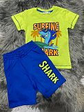 Комплект футболка и шорты для мальчика Breeze Shark салатовый 15176