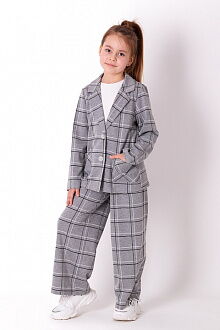 Костюм для девочки Mevis Клетка серый 3605-02 - цена