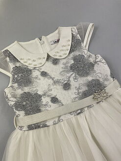 Нарядное платье для девочки Mevis молочное 3200-01 - фото