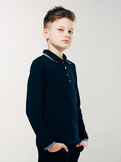 Футболка-поло с длинным рукавом для мальчика SMIL темно-синяя 114598 - картинка