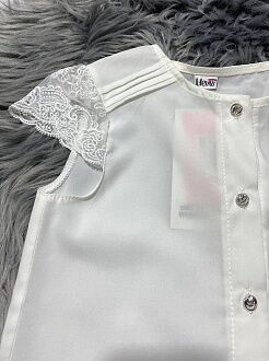 Блузка с коротким рукавом для девочки Mevis молочная 3680-02 - фото