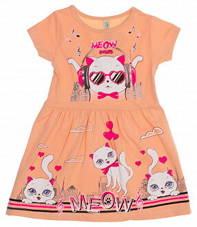 Летнее платье для девочки MEOW персиковое 130 - цена