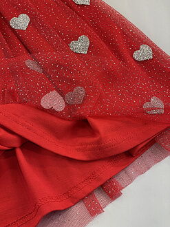 Нарядное платье для девочки Mevis Сердечки красное 5048-02 - фотография