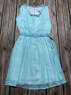 Нарядное платье для девочки Mevis бирюзовое 3207-03 - фото