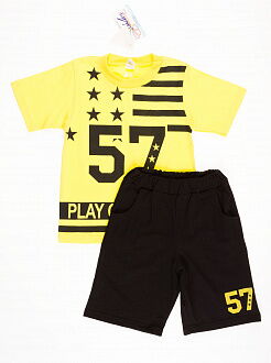 Комплект для мальчика (футболка+шорты)  Valeri tex желтый 1699-55-126 - цена