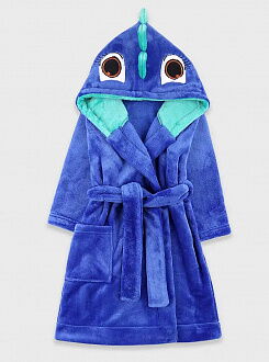Теплый халат вельсофт детский Фламинго Дино синий электрик 714-909 - цена