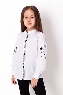 Рубашка для девочки Mevis белая 3710-01 - цена