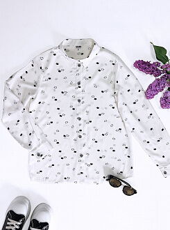Блузка для девочки Mevis Котики белая 4413-01 - фото