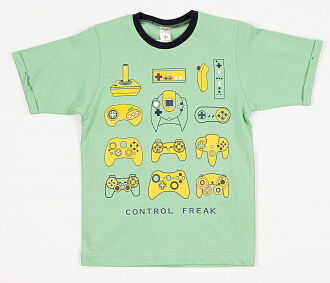 Футболка для мальчика Денди Джойстики зеленая 6234 - фото