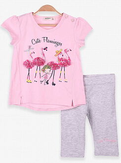 Комплект футболка и бриджи для девочки Breeze Cute Flamingos розовый 13490 - цена
