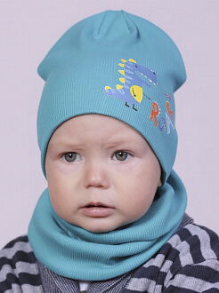 Комплект шапка и хомут детский Semejka Дино голубой 9322 - цена