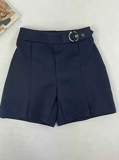 Школьные шорты для девочки Mevis синие 3698-01 - фото