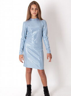 Трикотажное платье для девочки Mevis голубое 4063-03 - цена