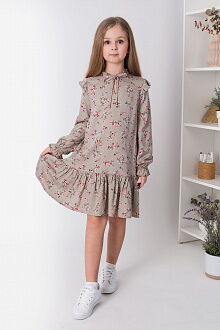 Платье для девочки Mevis Цветочки оливковое 4968-05 - размеры