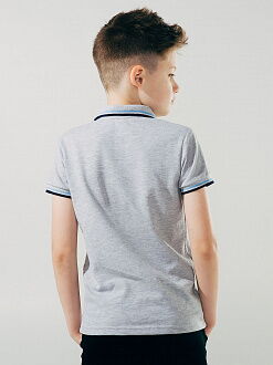 Футболка-поло с коротким рукавом для мальчика SMIL серый меланж 114594 - фото