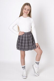 Школьная юбка в клетку Mevis серая 5217-03 - фото