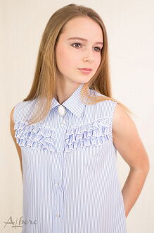 Блузка с коротким рукавом для девочки Albero голубая 5060 - фото