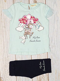 Комплект футболка и бриджи для девочки Breeze Оленёнок голубой 13386 - цена