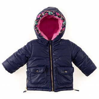 Куртка зимняя для девочки Одягайко темно-синяя с розовым 20040О - цена