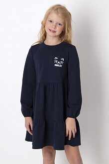 Тёплое платье для девочки Mevis синее 4909 - фото