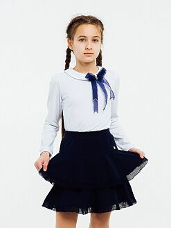 Трикотажная школьная юбка для девочки SMIL cиняя 120231 - фото