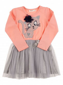 Платье для девочки Breeze Кошечка персиковое 10801 - цена