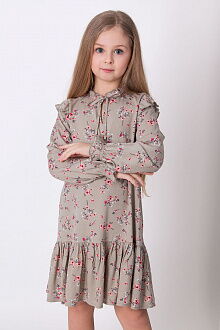 Платье для девочки Mevis Цветочки оливковое 4968-05 - цена