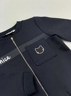 Бомбер для девочки Mevis синий 4105-01 - фото