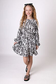 Платье для девочки Mevis Цветочки черно-белое 4991-02 - цена