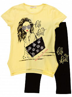 Комплект футболка и бриджи Breeze Девушка желтый 12087 - цена