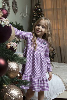 Платье для девочки Mevis Клетка фиолетовое 4897-03 - размеры