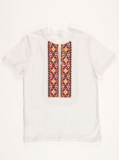 Вышиванка-футболка для мальчика Фабрика белая 6020В - цена