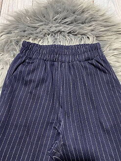 Трикотажные брюки для девочки Mevis синие 3378-03 - размеры