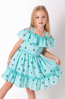 Платье для девочки Mevis Котики бирюзовое 3655-02 - цена