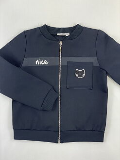 Бомбер для девочки Mevis синий 4105-01 - фотография