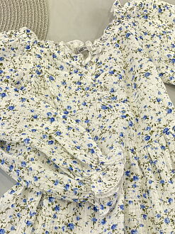 Платье для девочки муслин Mevis Цветочки белое с голубым 5037-02 - Киев