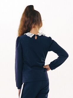 Блуза трикотажная с натуральным кружевом SMIL синяя 114639 - картинка