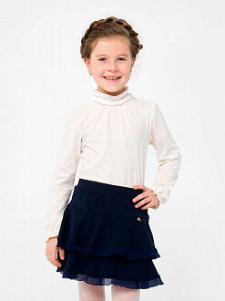 Блузка трикотажная с кружевом для девочки SMIL молочная 114762 - размеры