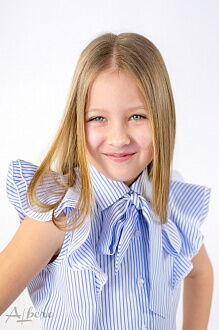 Блузка с бантом для девочки Albero голубая 5064 - картинка