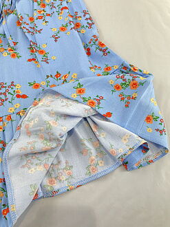 Платье для девочки Mevis Цветочки голубое 4544-01 - фотография