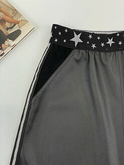 Юбка из экокожи для девочки Mevis черная 3225-02 - размеры