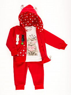 Утепленный спортивный костюм для девочки Венгрия красный 1141 - фото