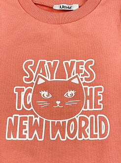 Трикотажное платье для девочки Mevis персиковое 3721-01 - размеры