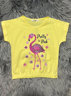Комплект футболка и шорты для девочки Breeze Фламинго желтый 15160 - фото